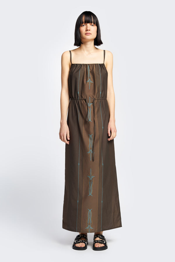 Cease Column Dress  Brown Print