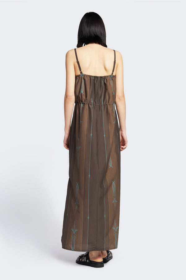 Cease Column Dress  Brown Print