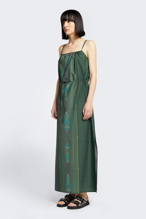 Cease Column Dress  Green Print