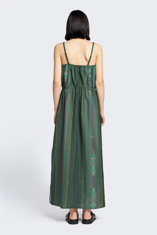 Cease Column Dress  Green Print