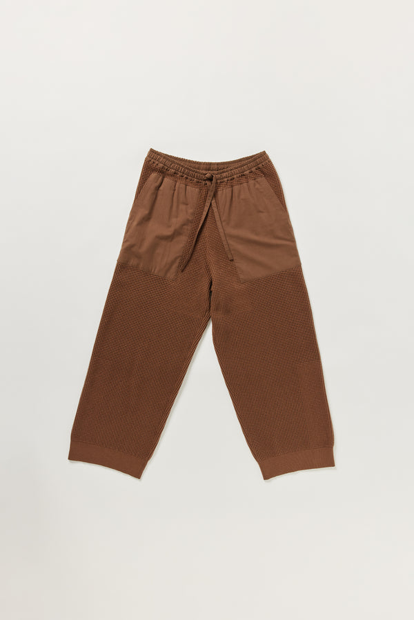 Flat lay of KLOKE knit pant in brown, front view