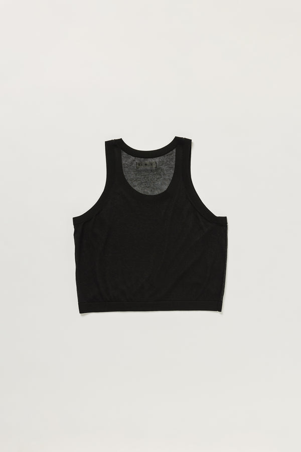 Flat lay of KLOKE Direct Sheer Tank in black, back view