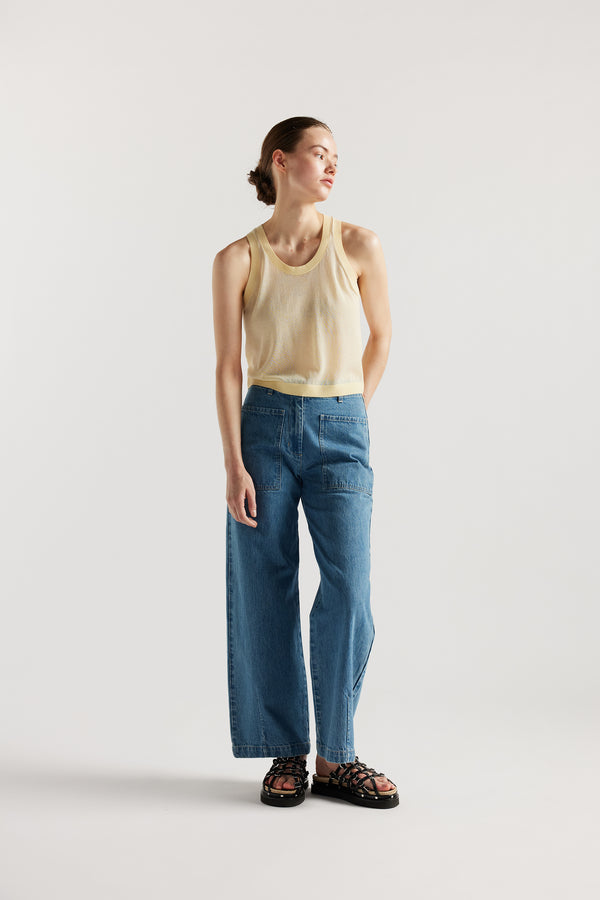 KLOKE Direct Sheer Tank in pale yellow, front view