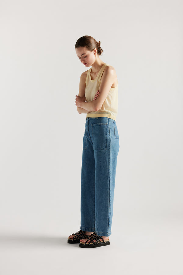 KLOKE Direct Sheer Tank in pale yellow, side view