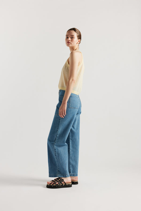 KLOKE Direct Sheer Tank in pale yellow, front view