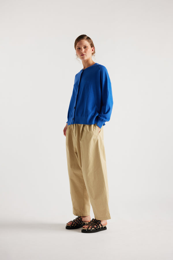 KLOKE cotton cardigan in yves blue, front view