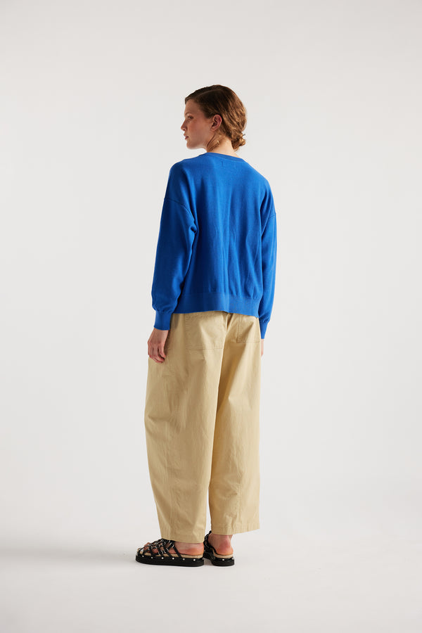 KLOKE cotton cardigan in yves blue, black view
