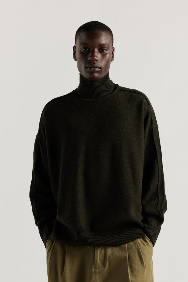 Prism Mock Neck Sweater Darkest Green