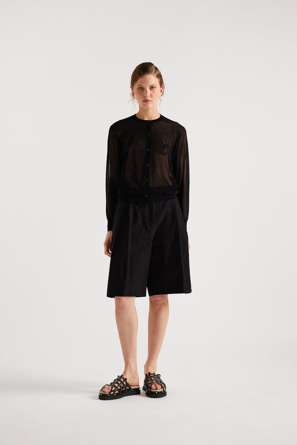 KLOKE sheer cardigan in black, front view