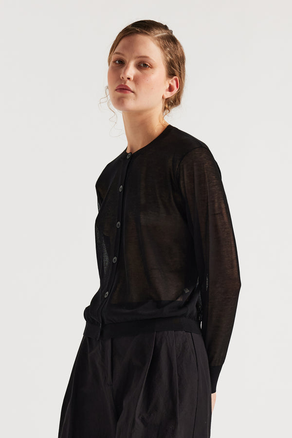 Unguarded Sheer Cardigan Black