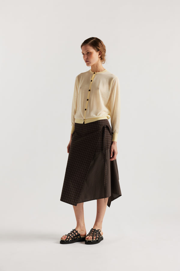 KLOKE sheer cardigan in pale yellow, front view
