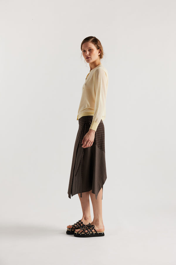 KLOKE sheer cardigan in pale yellow, side view