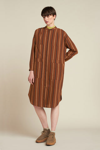 Pier Stripe Dress Rust Stripe