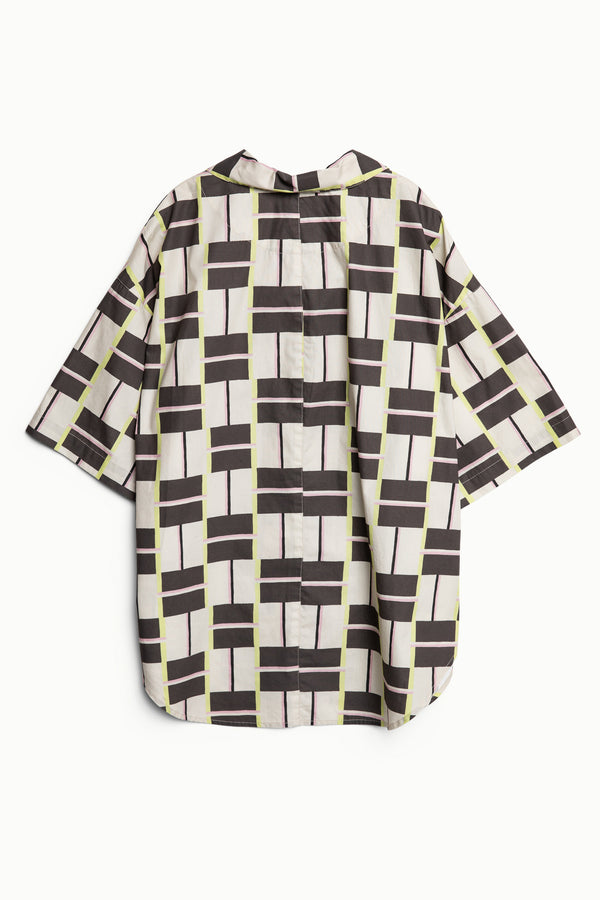 Pacific Shirt Ecru/Chocolate Print