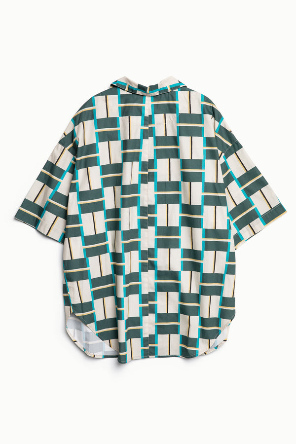 Pacific Shirt Ecru/Green Print