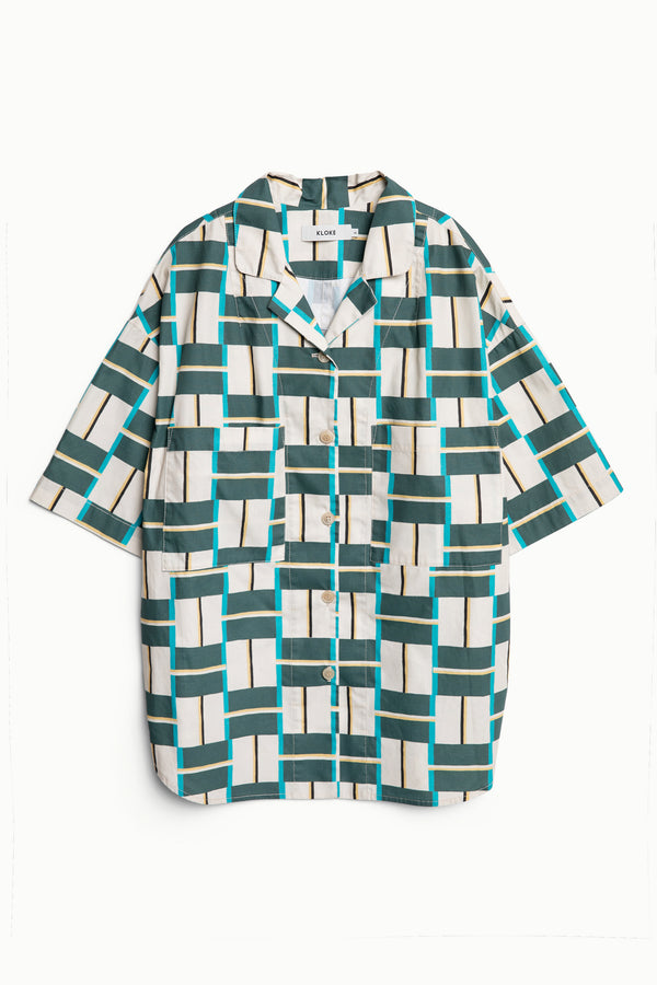 Pacific Shirt Ecru/Green Print