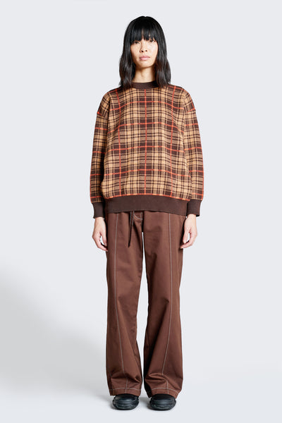 Tension Plaid Sweater Brown/Orange Check