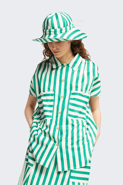Bounty Sunhat Green/Ecru Stripe