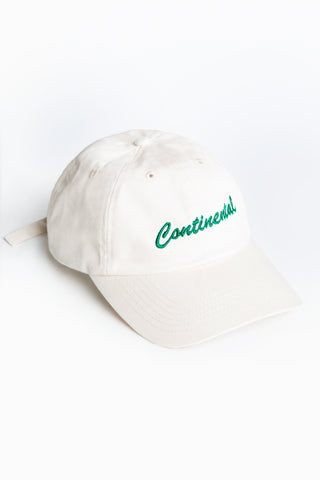 Continental Embroidered Cap Ecru/Green