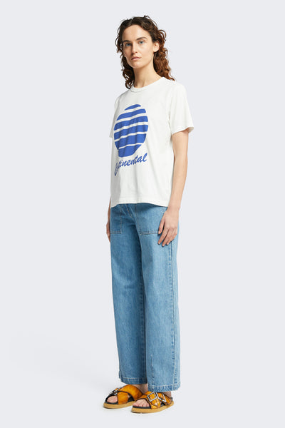Womens Continental Tee Off White/Blue Print