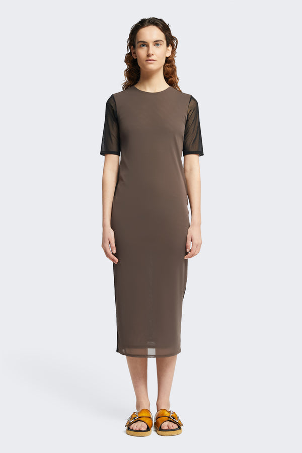 Pearl Mesh Dress Chocolate/Black