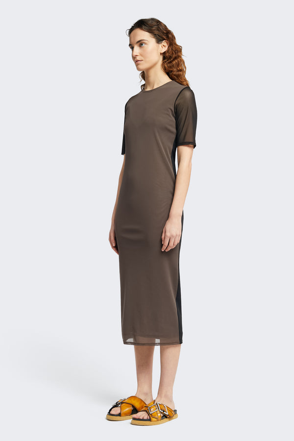 Pearl Mesh Dress Chocolate/Black