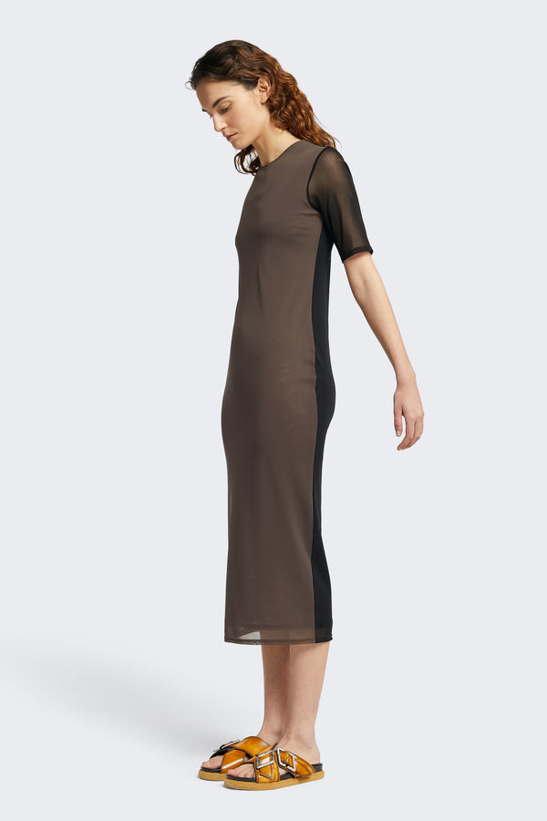 Pearl Mesh Dress Chocolate/Black