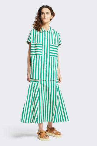 Ergo Skirt Ecru/Green Stripe