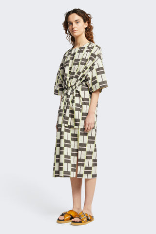 Buoy Dress Ecru/Chocolate Print