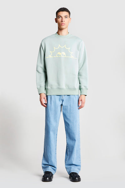 Mens Sunny Sweater Seafoam / Yellow Print