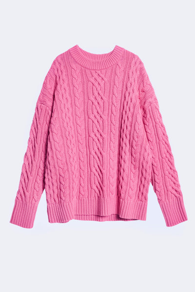 Vibrations Cable Knit Highlighter Pink