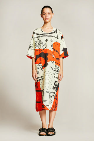Maxi Print Dress Red Print