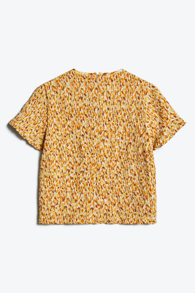 Passive Shirred Top Gold/Tan Print