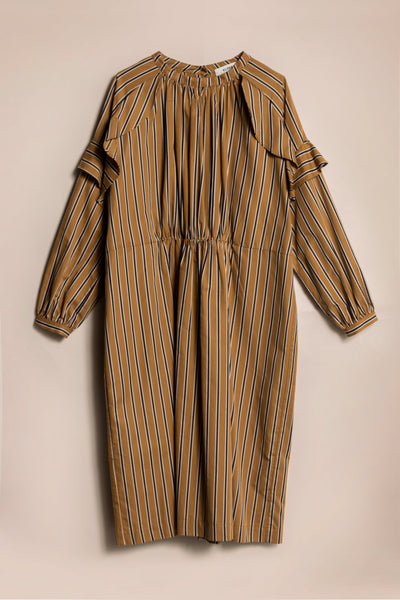 Transmit Frill Dress Ink/Mustard Stripe