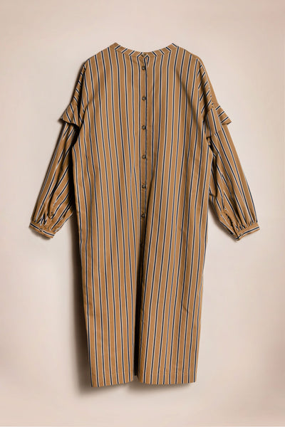 Transmit Frill Dress Ink/Mustard Stripe