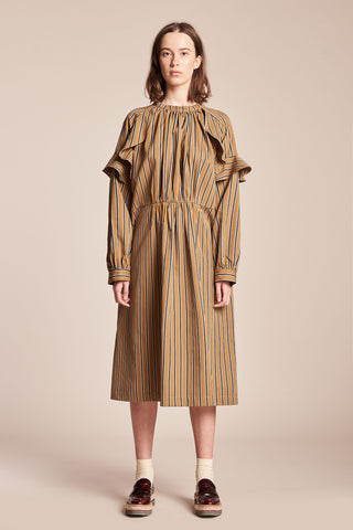 Transmit Frill Dress Ink/Mustard Stripe